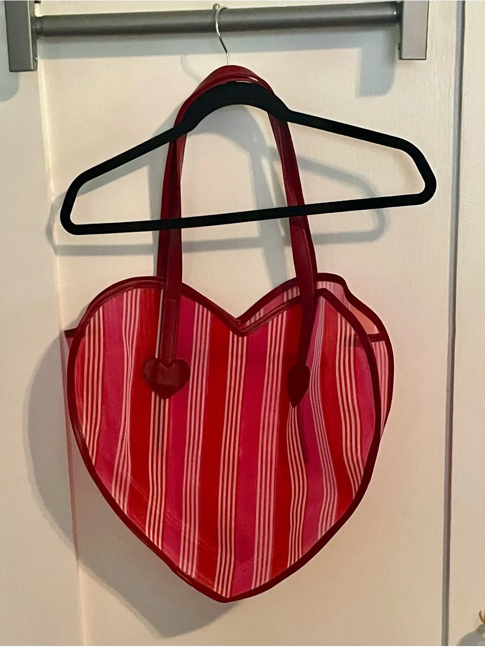 Amor Q Mata Marchantitas Red Striped Heart Mexican Mercado Tote Bag